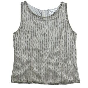 Adrianna Papell Occasions Silk‎ Beaded Sleeveless Top Dressy Holiday Party Top